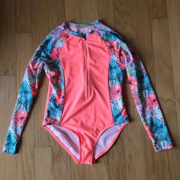 wonder nation Other - UPF Long sleeve Rush Gard Long Sleeves Swimsuit Girls Size XL 14-16 Floral​